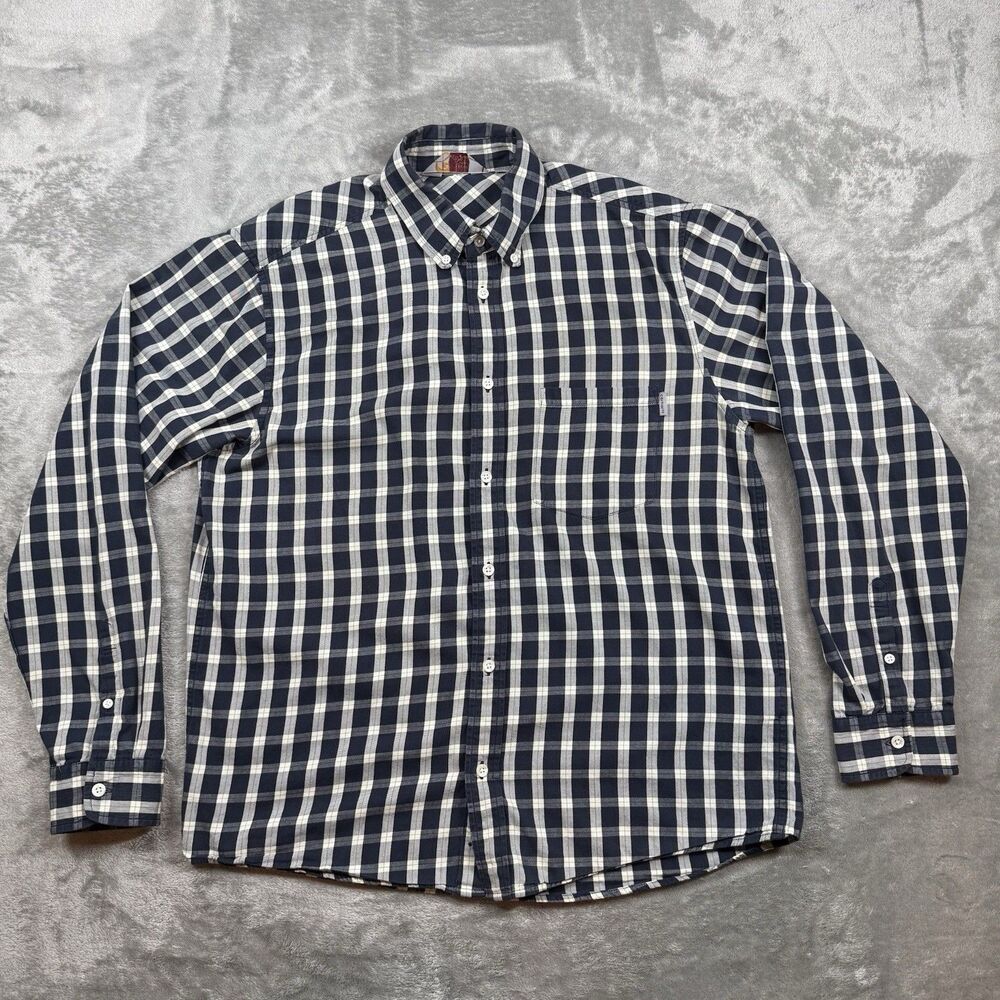 Carhartt Button Up Shirt Men’s Large Blue White Plaid Hazen Long Sleeve